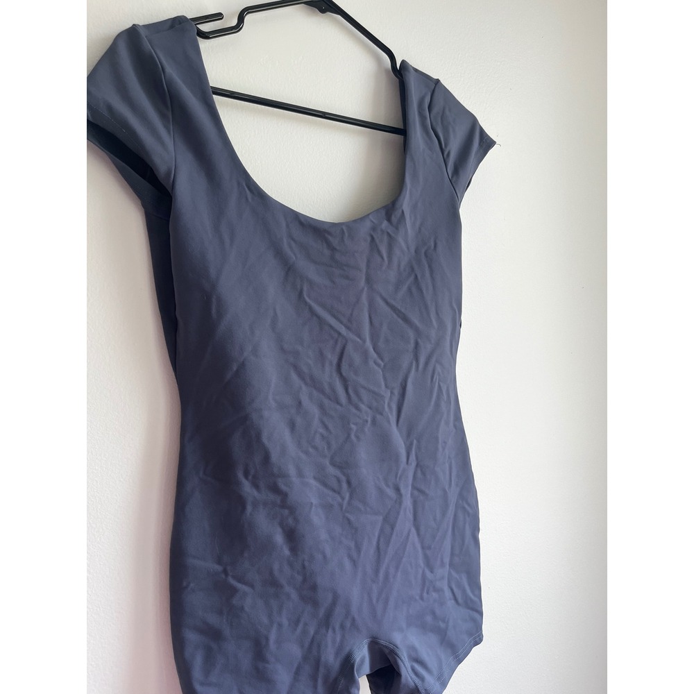 Garage Charcoal Grey Short Sleeve Open Back Romper Bodysuit Small Scoop‎